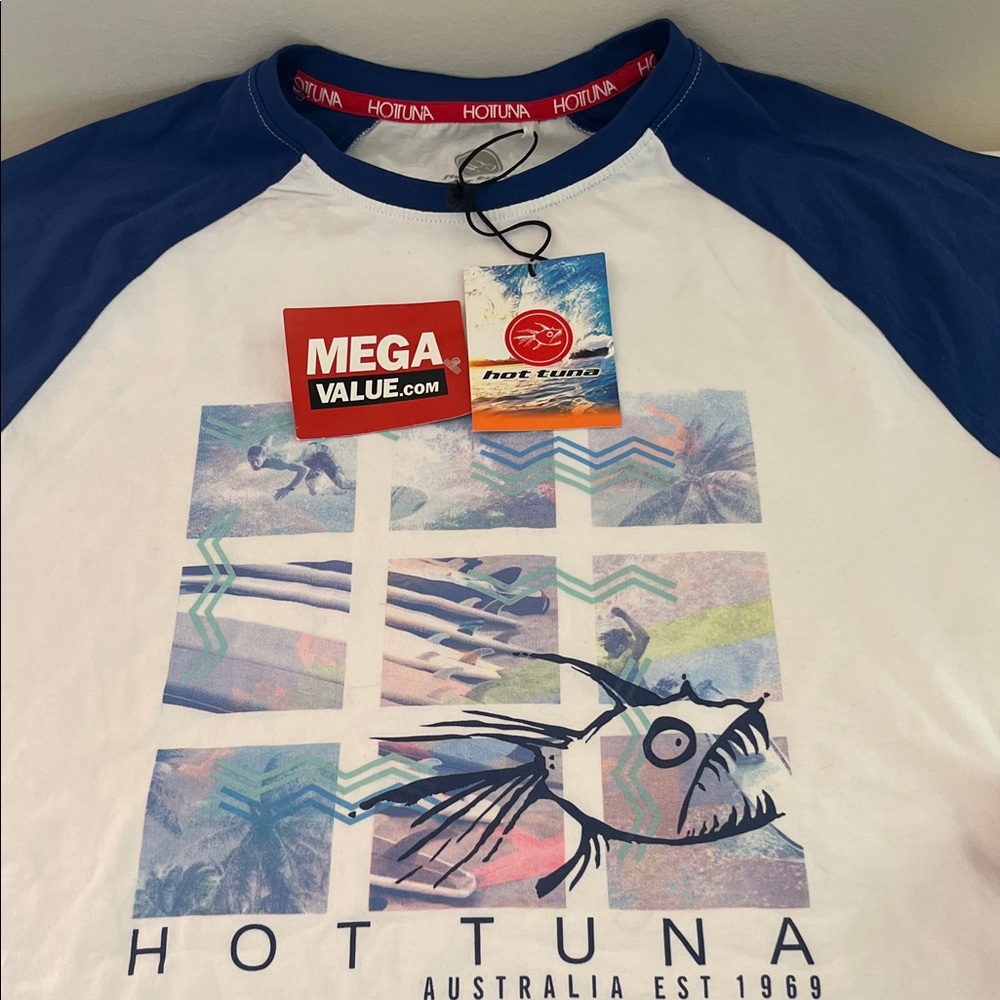 Hot Tuna Surf Wear Blue and White Short Sleeve Tee
